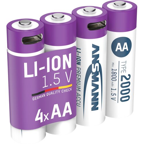 Ansmann Punjiva Li-Ion 1.5V 2000mAh AA sa USB tip C ulazom za punjenje 4 komada Cene