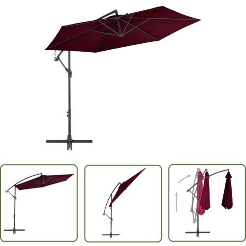  The Living Store Nihajni senčnik z aluminijastim drogom bordo rdeč 300 cm - Nihajni Senčnik, (21742458) Slike