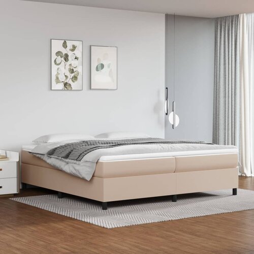  Okvir za krevet s oprugom boja cappuccina 200x200 cm od umjetne kože Cene