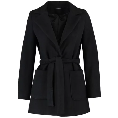 Trendyol Black Belted Oversize Snap Closure Cachet Coat