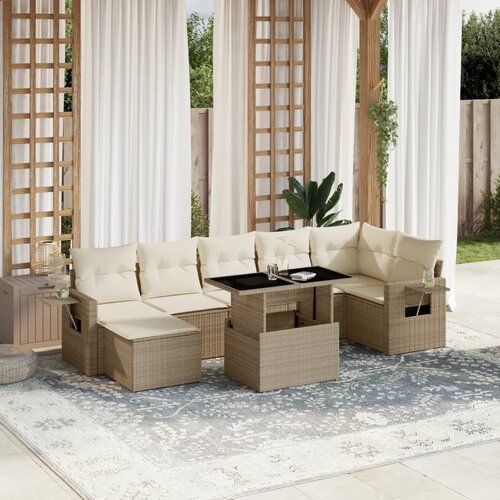 VidaXL 8-dijelni set vrtnih sofa od poliratana s jastucima bež Slike