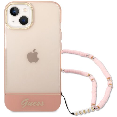 Guess gUHCP14MHGCOHP za iPhone 14 Plus - roza silikonski ovitek s perla zapestnico Slike