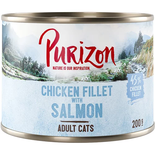 Purizon Adult 24 x 200 g - brez žit - Piščanji file z lososom