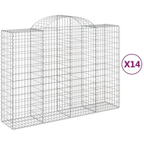 VidaXL Obokane gabion ko&amp;scaron;are 14kosi 200x50x140/160 cm pocinkano železo, (21000607) Slike