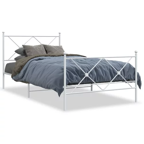 Metalni okvir kreveta uzglavlje i podnožje bijeli 100x190 cm