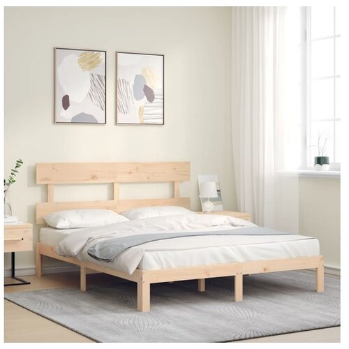 vidaXL Okvir kreveta s uzglavljem 160 x 200 cm od masivnog drva Cene
