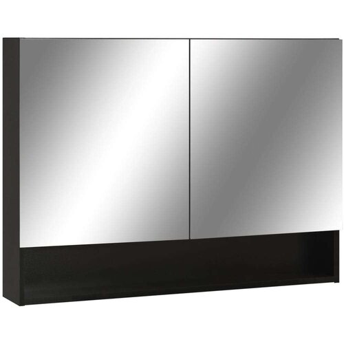 VidaXL lED kupaonski ormarić s ogledalom crni 80 x 15 x 60 cm MDF Slike