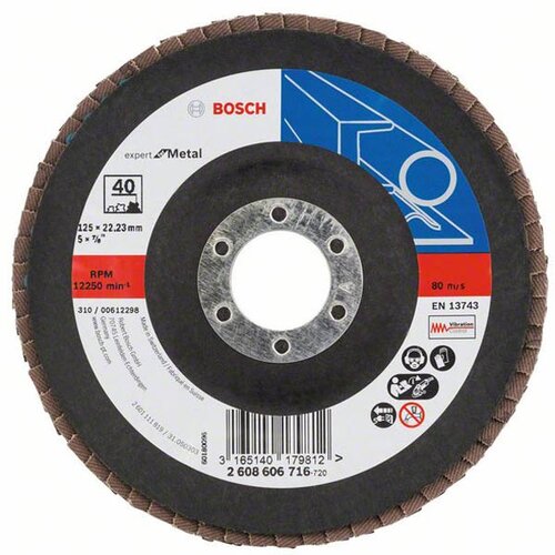 Bosch lamelni brusni disk X551, Expert for Metal prečnik 125 mm; granulacija 40, kolenasti 2608606716 Slike