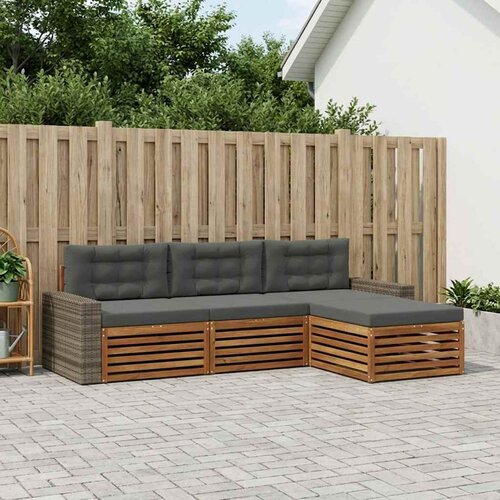  Set vanjskih sofa 4 pcs Prirodna i antracit Poliester Cene