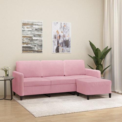 vidaXL trosed s stolčkom za noge roza 180 cm žamet Cene