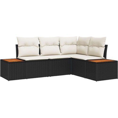  Set od 4 dijela vrtnog kauča s jastučićima crni poli ratan akacija Cijene