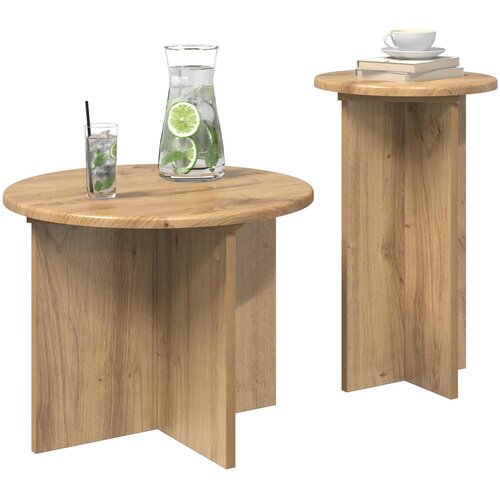  Set pomoćnih stolića 2 pcs Hrast artisan Konstruirano drvo Slike