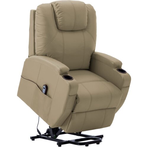 VidaXL fotelja na podizanje od umjetne kože boja cappuccina Slike