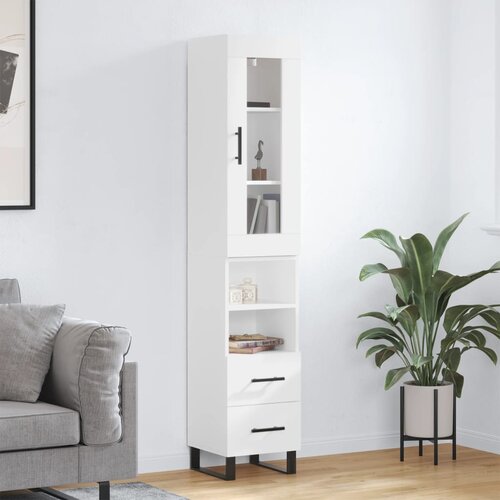 The Living Store Visoka omara bela 34,5x34x180 cm inženirski les - Visoka Omara, (21429103) Slike