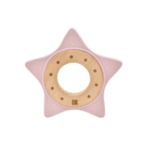 Kikka Boo drvena igračka sa silikonskom glodalicom star pink ( KKB21058 ) Slike