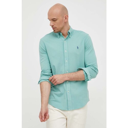 Polo Ralph Lauren Bombažna srajca mo&amp;scaron;ka, zelena barva Slike