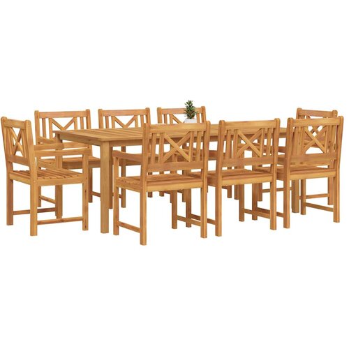  Vrtni set za objed 9 kom. 8-sjedala Smeđa Čvrsto drvo akacije 200 x 100 x 74 cm Slike