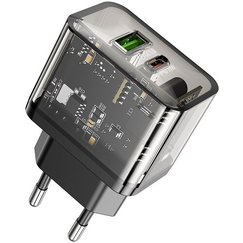 hoco. Polnilec za telefon Hoco USB A + USB C QC3.0 PD 3A 20W N34 prozoren Cene