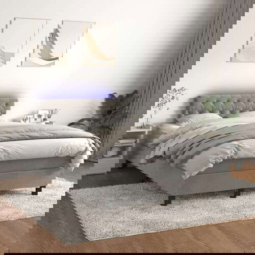  Box spring postelja z vzmetnico LED svetlo siva 120x200cm žamet, (20901611) Cene