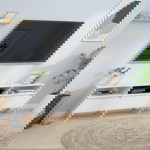 The Living Store TV omarica bela 150x30x44,5 cm inženirski les - TV Omarica, (21376862) Slike