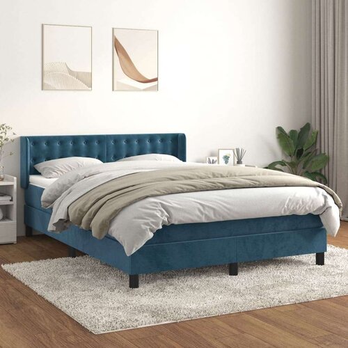 VidaXL Krevet s oprugama i madracem tamnoplavi 140x190 cm bar&amp;scaron;unasti Slike