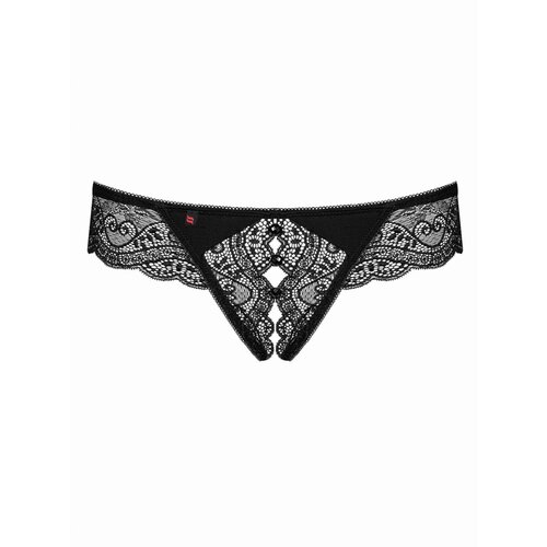Obsessive Miamor Crotchless Thong - Black Cene