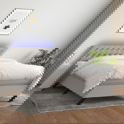 The Living Store Box spring postelja z vzmetnico LED sv. siva 100x200 cm blago - Box Spring Postelja, (21520504) Slike