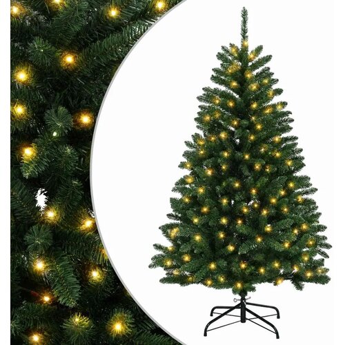  Umjetno božićno drvce s nogom 150 cm 150 LED lampica - Srednje zelena &amp;Oslash; 80 x 150 cm s 150 LED dioda Slike