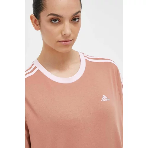 Adidas Bombažna kratka majica rjava barva