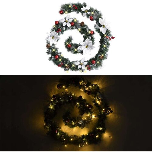  Božićna girlanda s LED svjetlima zelena 2 7 m PVC Slike
