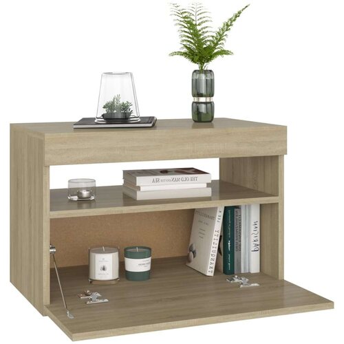 VidaXL noćni ormarić LED boja hrasta sonome 60 x 35 x 40 cm drveni Slike