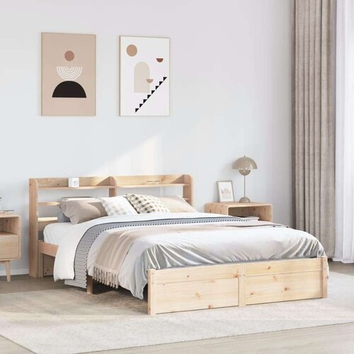 vidaXL Okvir za krevet s uzglavljem 135 x 190 cm od masivne borovine Cene