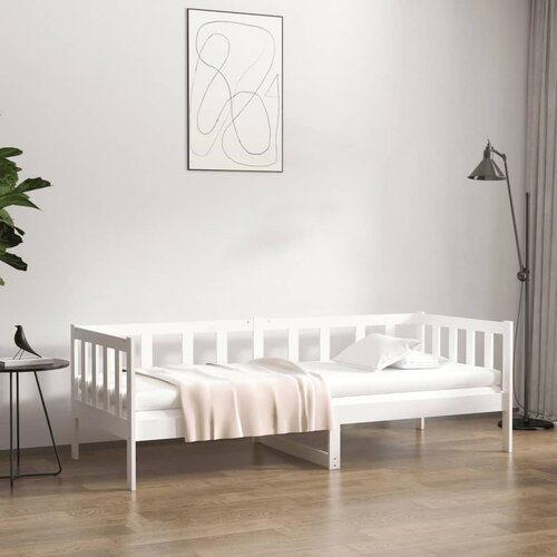  Dnevni krevet bez madraca bijeli 90 x 190 cm masivna borovina Slike