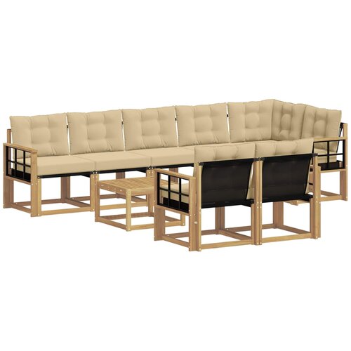 vidaXL Zunanja garnitura za sedenje z blazino 9 pcs Bela in bež, (5000281847) Cene