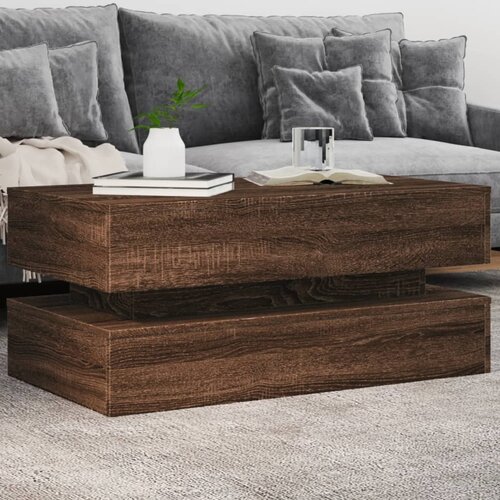  The Living Store Klubska mizica z LED lučkami rjavi hrast 90x50x40 cm - Klubska Mizica, (21500294) Cene