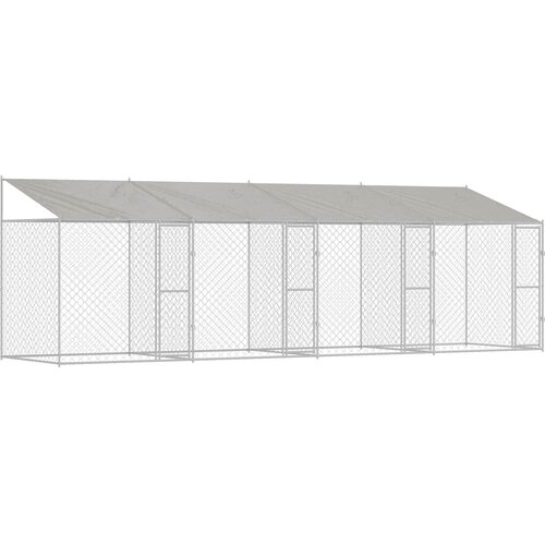  Kavez za psa s krovom Srebrno 800 x 200 x 256 cm Čelik i PE Slike