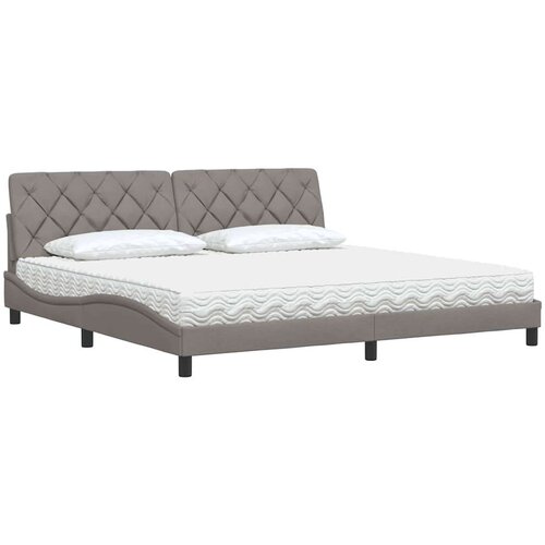  Krevet s madracem smeđesivi 200x200 cm od tkanine - Sivo-smeđa 200 x 200 cm Slike