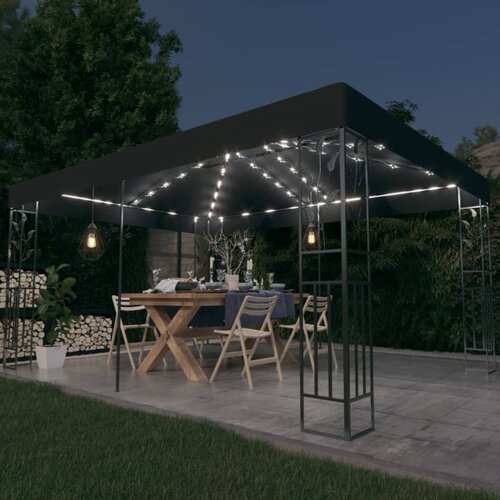 vidaXL sjenica s dva krova i LED svjetlosnim trakama 3 x 4 m antracit Cijene