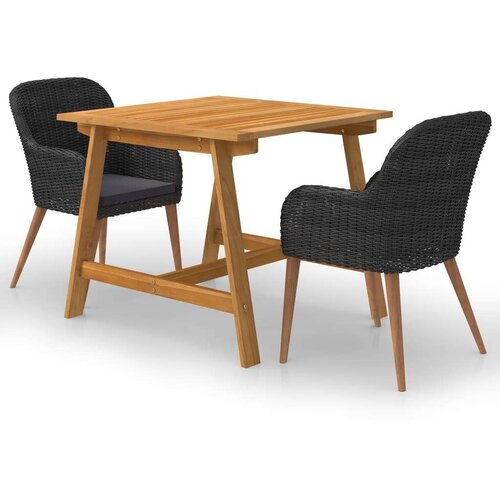  3-dijelni vrtni blagovaonski set crni Cijene