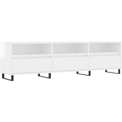 Maison Chic TV omarica - TV stojalo - Televizijska omarica visok sijaj bela 150x30x44,5 cm inženirski les, (21699007) Slike