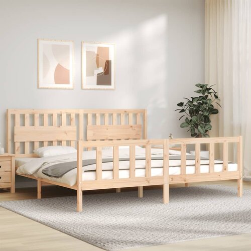 vidaXL Posteljni okvir z vzglavjem 200x200 cm trden les Cene