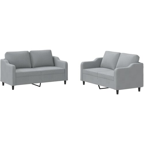  2-dijelni set sofa s jastucima svjetlosivi od tkanine Slike