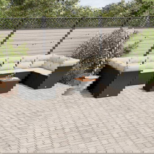 vidaXL 11-dijelni set vrtnih sofa od poliratana s jastucima crni Cijene