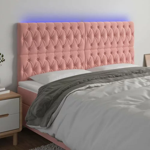 posteljno vzglavje roza 180x7x118/128 cm žamet, (20933239)