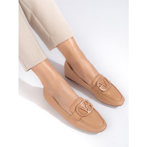 SHELOVET Women's slip-on beige loafers Slike
