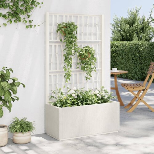 vidaXL Vrtna sadilica s rešetkom bijela 80 x 36 x 140 cm PP Cijene