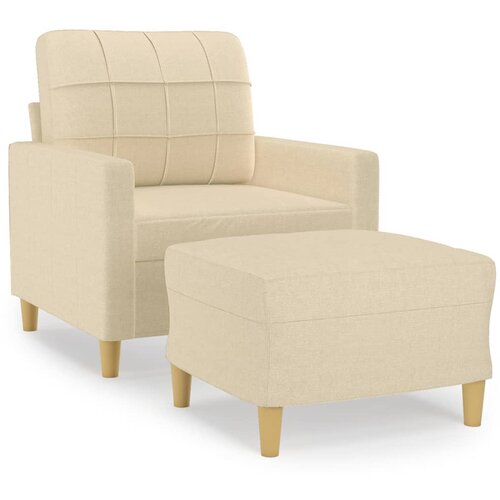  Fotelja s tabureom krem 60 cm od tkanine Slike