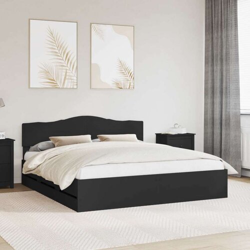 Okvir za krevet Crna 200 x 200 cm Inženjersko Drvo - Crna 200 x 200 cm Cijene