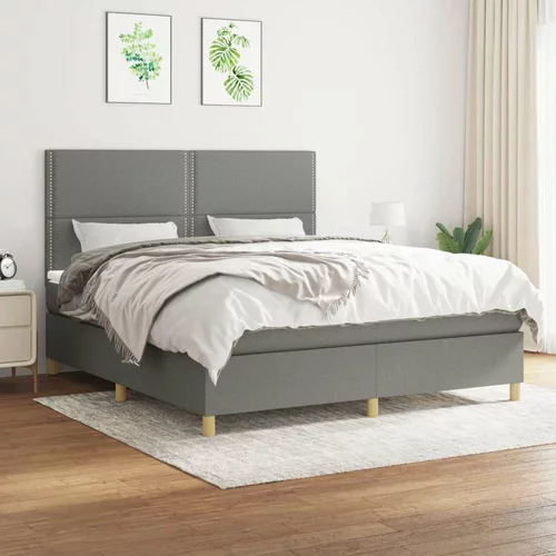  Box spring postelja z vzmetnico temno siva 160x200 cm blago, (20892718)