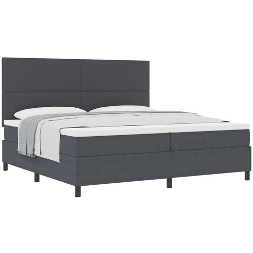 VidaXL postelja s podnožjem z vzmetnico temno siva 200x200 cm kordurojna tkanina, (22083726) Slike